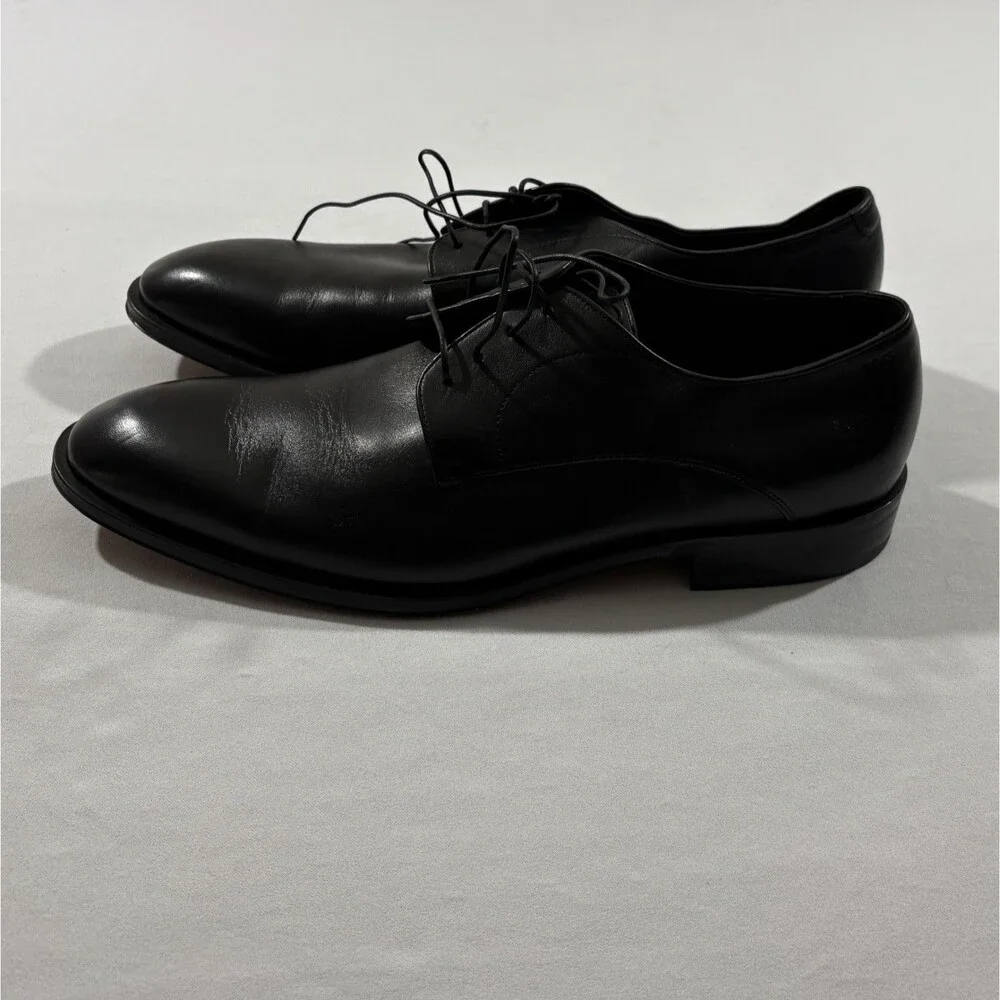 BOSS Derrek Derby Black Leather Lace Dress Shoes Preppy Class Mens Sz 11 ITALY